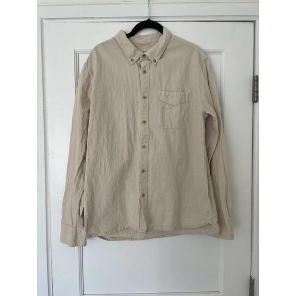 Flint and Tinder Cotton Linen Blend Shirt Beige L